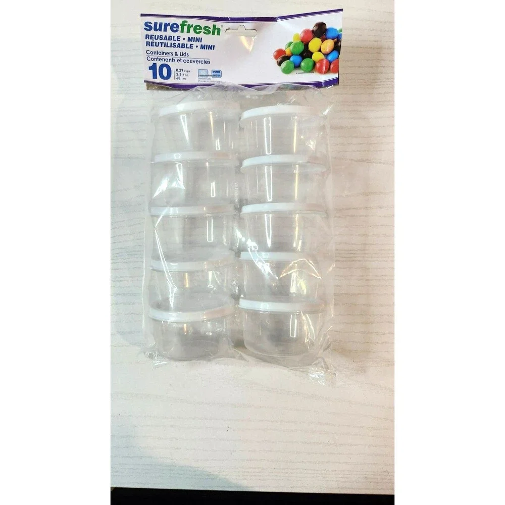 Sure Fresh Reusable Mini Containers with Lids-10 Pack (2.3 fl oz)BPA FreeStorage